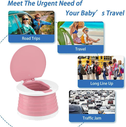Travel Potty for Toddler, Portable and Foldable Toilet, Apply to Seat Emergency Toilet for Car, Camping, Outdoor