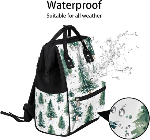 Hsnar Backpack Christmas Tree Green Waterproof Diaper Bag Large Capacity Baby Bag with Stroller Straps, Multi-Pocket