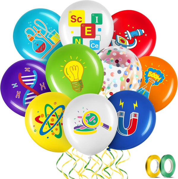 Capoda 60 Pieces Science Party Balloons, Science Themed Latex Balloons for Little Scientist Supplies