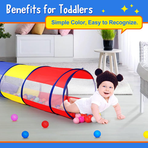 Kids Play Tunnel for Toddlers, Pop Up Crawl Through Tunnel Play Tent for Baby Infant Children or Dog with 2 Mesh Sides, Kids Tunnel Toys or Gift Indoor & Outdoor (Colorful Crawling Tunnel)