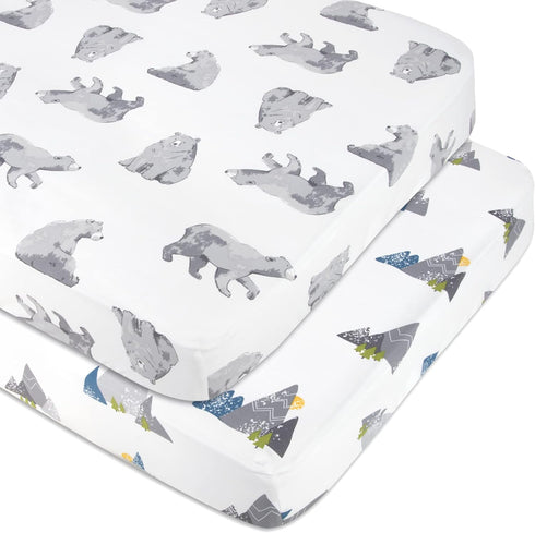 Standard Microfiber Fitted Crib Sheets for Baby Girl, Boy & Neutral, 2