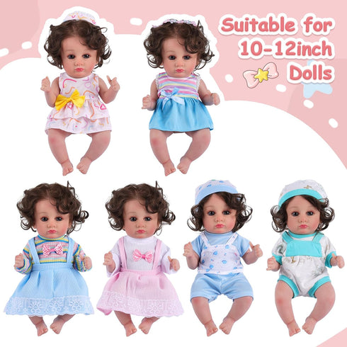 BABESIDE 10 Pcs Baby Doll Clothes for 10-12 Inch Dolls, Baby Doll Clothes Outfits, Doll Accessories Jumpsuit, Skirts and Hat for Newborn Baby Doll Boy&Girl