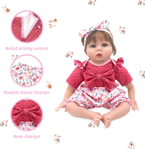 20-22 Inch 2 Set 20 Inch 7 ECORELF Reborn Doll Clothes for Dolls, Baby Doll Clothes Accessories Pcs Include Dress Coat