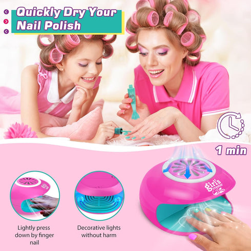 Set 7-12 Amagoing Kids Nail Polish for Girls, Girls Nail Kit Ages with Nail Dryer, Quick-Dry Nail Polish, Nail Art