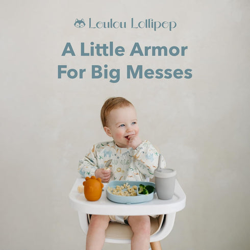 6-36 Loulou Lollipop Long Sleeve Mess Free Waterproof Bibs, for baby boys and girls Months, Machine Washable, Travel