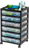 IRIS USA 6-Tier Scrapbook Rolling Storage Cart - Fits 12" x 12" Paper with Organizer Top, Black Frame