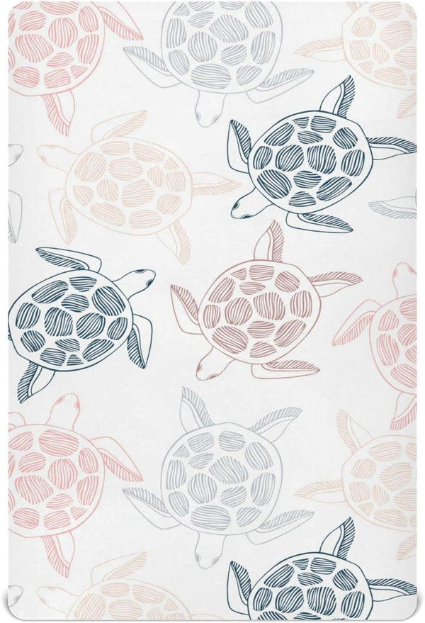 xigua Sea Turtles Fitted Crib Sheet for Girls and Boys, Soft Breathable for Standard Crib & Toddler Bed