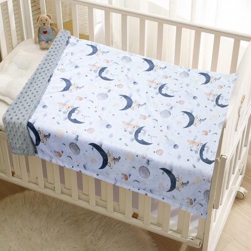 Baby Blankets for Unisex Boys Girls, Super Soft Nursery Minky Blankets, 30 x 40 inch Outer Space Printed Bed Throws Newborn (Planet Fox) by Donsonny