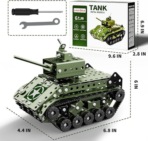 Set 284 8-12, 7 8 9 10 11 12-16 Lucky Doug STEM Building Projects Model Army Tank - Pieces STEM Project Building Toys