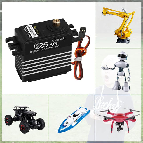 Beffkkip 2Pack 25KG 25T 180 Digital Servo Motor High Torque RC Servo Full Metal Gear Waterproof with Servo Arm for RC