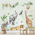 Jungle Safari Animal Wall Decals for Kids Room - Wildlife Wall Stickers Giraffe Elephant Leopard Zebra Monkey Removable