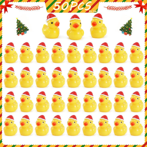 kapeiluo 50Pcs Mini Resin Ducks, Mini Christmas Ducks Miniature Duck Figures Ornament for Craft, Dollhouse, Garden