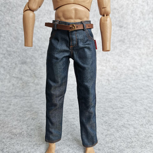 2X 1/6 Custom Scale Blue Jeans Pants for 12" Male Action Figure Doll Clothes