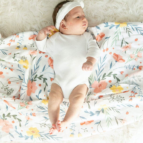 GRACED SOFT LUXURIES 2 Pack Premium Muslin Baby Swaddle Blankets, Large 47 x 47 inch, 100% Cotton