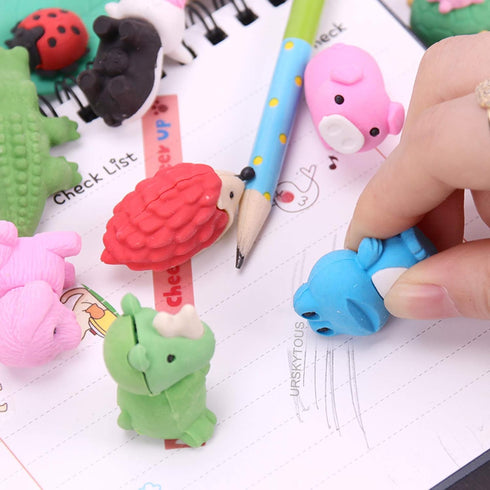 64Pcs Animal Erasers, Kids Pencil Eraser, 3D Bulk Mini Take Apart Puzzle Erasers, Classroom Rewards, School Supplies