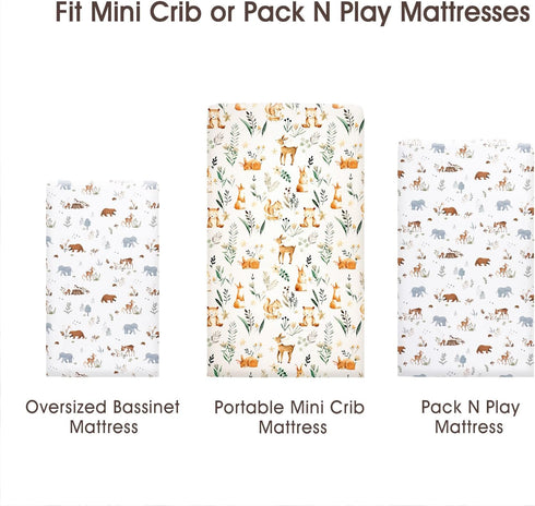 Set, 2 Pack Pack Pack PHF Soft Mini Crib Sheet Silky Comfy N Play Sheets for Boys Girls, Universal Fit for N Play