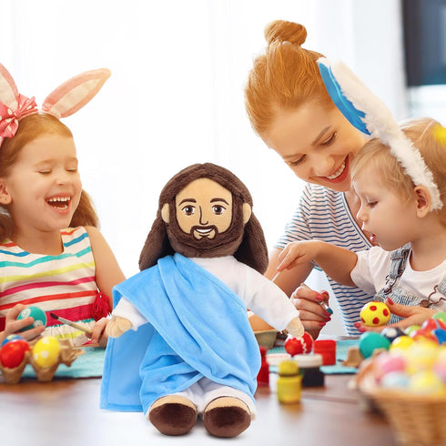 13" Yelakey Jesus Plush Doll - Jesus Plushies with Stickers Christian Faith Plushie Faith-Based Gift for Kids Sunday