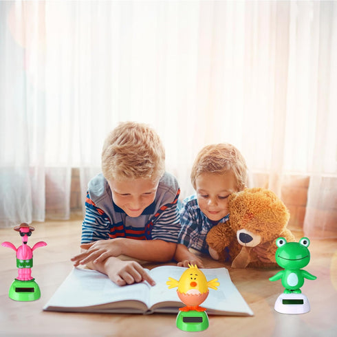 6 Pcs Solar Powered Dancing Animal Dolls - Swinging Animated Bobble Dancer Window Sun Catcher, Portable Suncatchers for