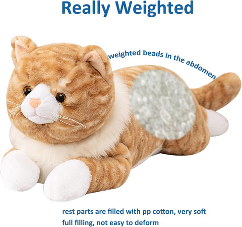 Litence 3.9 lbs 21 inch Cat Weighted Stuffed Animals, Weighted Cat Plush Toy Realistic Cat Weighted Plush Animals