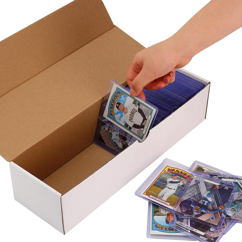 Card Box 6 Pack - 4800 Count Trading Card Storage with 20 Dividers & 8 Labels for Baseball, TCG, Magic, MTG