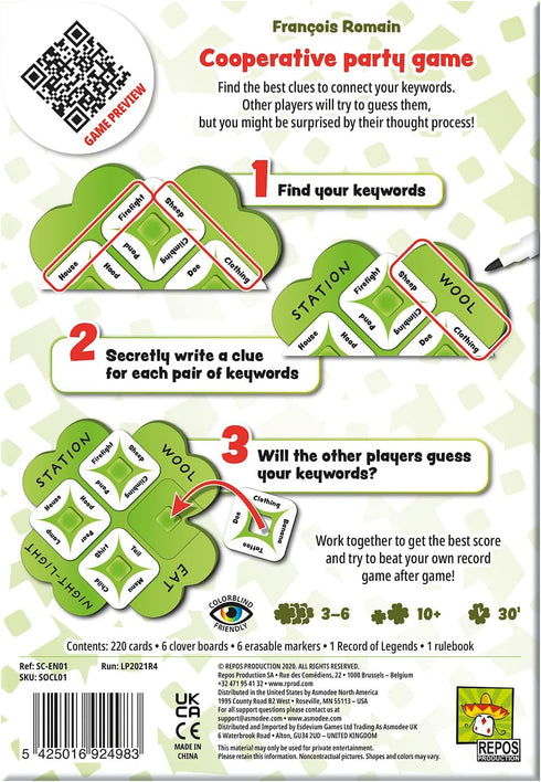 So Clover! Cooperative Word Association Board Game for Ages 10+, 3-6 Players, 30 Min Playtime by Repos Production
