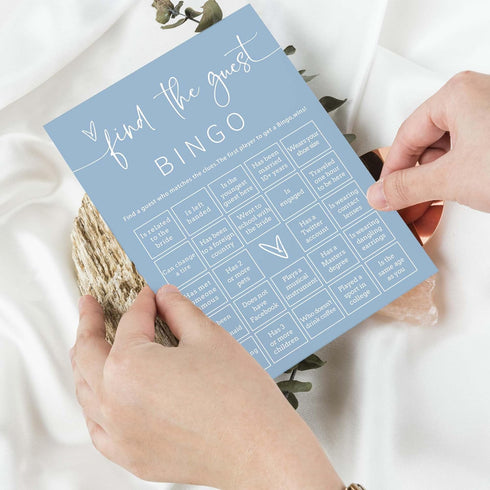 Wedding Shower Games Cards, 25Pcs Prefilled Find The Guest Bingo Game Cards, Engagement Party Supplies for Guests