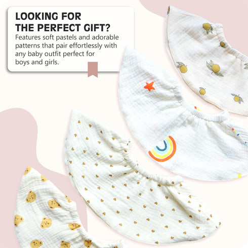 Naznooz Set 4-Pack 0-24 Premium Quality Organic Double-Sided Baby Bibs for Drooling and Teething | |For Boys and Girls