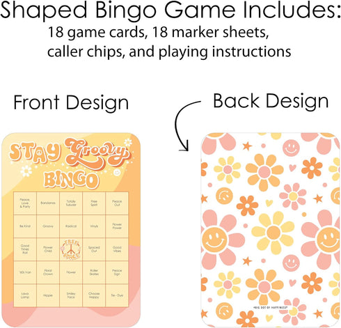 Big Dot of Happiness Stay Groovy - Bingo Cards and Markers for Boho Hippie Party Game Set