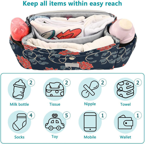 miaozhen Red Traditional Floral Design baby stroller organizers stroller caddy insulated carrito para accesorios para