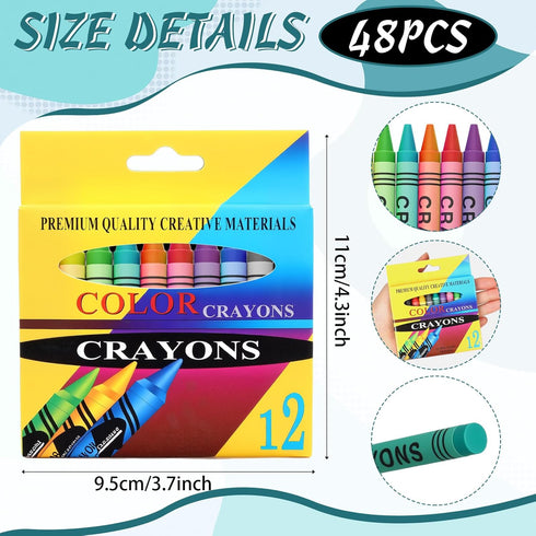 Fullhawl 48 12 Pack Boxes of Colored Crayons Bulk Christmas Gift Crayons Bulk Individual School Supplies Wholesale