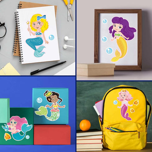 24 Sheets Mermaid Stickers, Make Your Own Mermaid Stickers for Kids Party Favors and Classroom Rewards