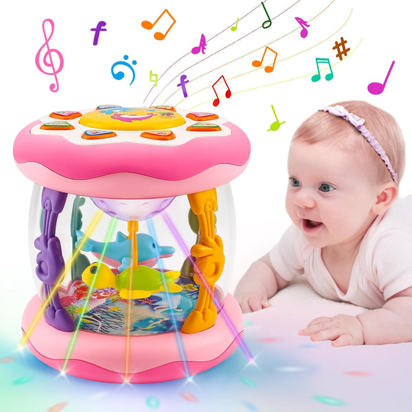Baby Girls Toys 0-6 Months Ocean Projector Rotating Musical Light Up Tummy