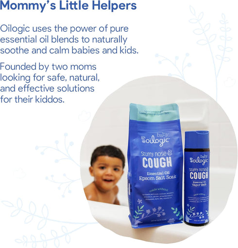 Oilogic Baby Stuffy Nose & Cough Power Bundle with Vapor Bath Relief & Epsom Salt Soak - Baby Bath Essentials - Made