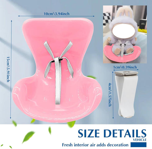 NUJOLI 10-17cm, Car Seat for La bu bu Dolls Car Decoration Chair with Air Vent Clip, Doll Accessories Sofa Seat