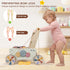 Wooden Baby Walker with Wheels, Montessori Kitchen Walking Toys, Pretend Play Grocery Toys, Sorting and Stacking Toys