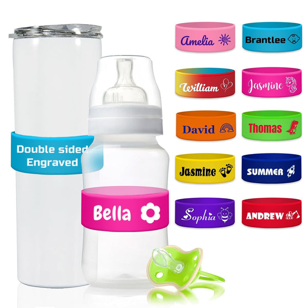 Yibanda Personalized Baby Bottle Labels for Daycare Custom Water Bottle Name Bands Customized