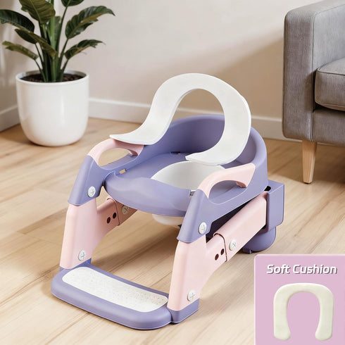 Snugzy 3-in-1 Toddler Potty Training Seat Foldable Potty Training Toilet with Step Stool Adjustable Potty Chair
