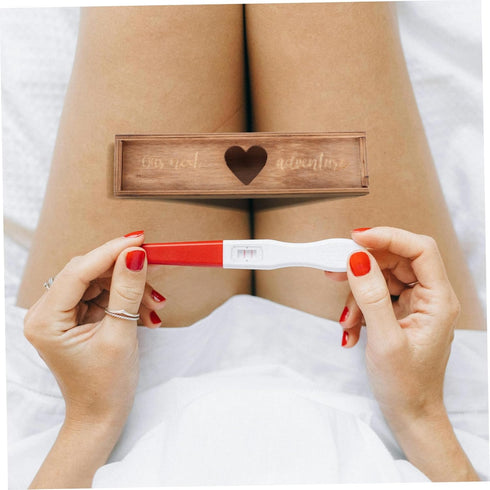 Pregnancy Test Keepsake Box Lid Decorative Wooden Announcement Case for Reveal Multifunctional Storage for Precious