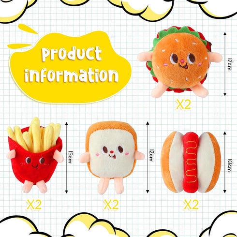 10 Backpack Aoriher Pcs Food Plush Toy Food Stuffed Animals Soft Simulation Hamburger Hot Dog French Fries Chicken