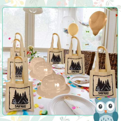 Haysandy 36 Pcs Explorer Costume Set with Plastic Hats, Jungle Party Vest, Safari Tote Bag for Kids Outdoor Activity