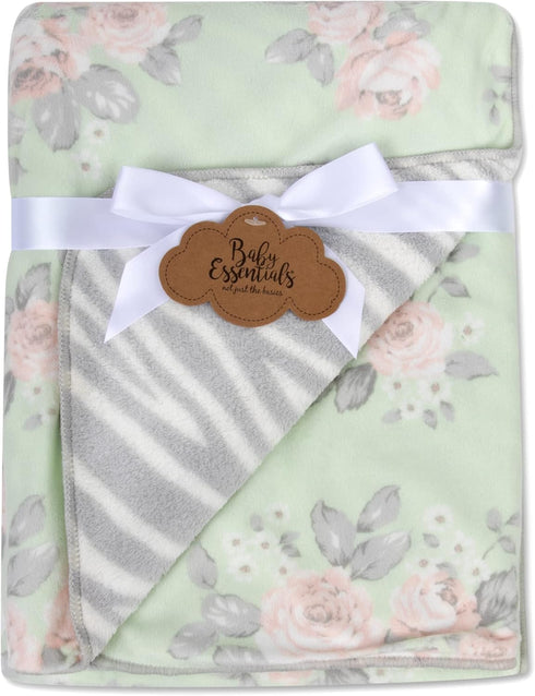 Sherpa Fleece Baby Blankets - Colorful Reversible Blankets for Newborns, Infants, Toddlers, and Nursery (Floral & Zebra)