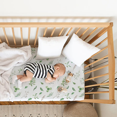Gllquen Baby Bassinet Sheets 4 Pack, Breathable Cozy Fitted Mattress Sheet, Elastic Travel Crib Fashionable Floral Pattern, Standard Cradle Safe Sheets for Baby Boy Girls 32"X16"(Greenery) by GLLQUEN BABY
