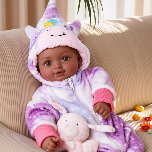 15 Inch 3+ BABESIDE Black Baby Dolls, Realistic Cute Soft Body Baby Doll Real Life Baby Dolls with Accessories for Year