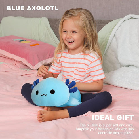 13") Onsoyours Cute Axolotl Plushie, Soft Stuffed Animal Salamander Plush Pillow, Kawaii Plush Toy for Kids (Blue