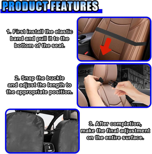 BDZMC 2PCS Car Seat Back Protector Kick Mats, Waterproof Oxford Cloth Car Seat Cover, Universal Fit for Most Cars