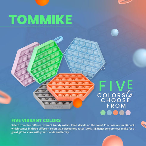 TOMMIKE Hexagon Push Pop Fidget Toy Bubble Sensory for Anxiety & Stress Relief Special Needs Autism Learning Office
