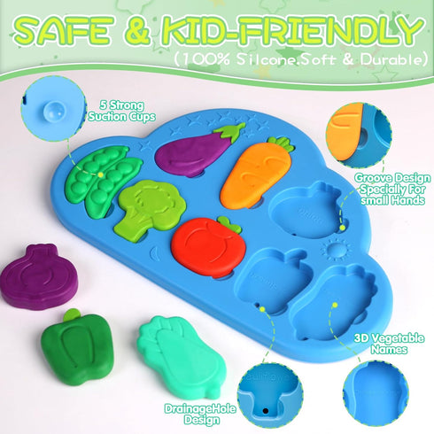 1-3 1 2 Silicone Bath Toys for Toddlers - Sensory Baby Bath Toys with Suction Cup - Puzzles Toy Soft Textured