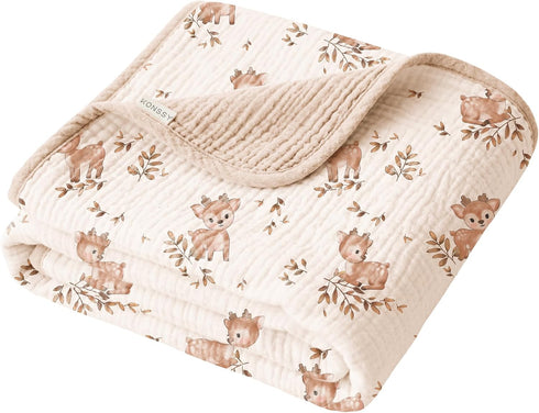 Konssy Muslin Baby Blankets for Girls Boys, 100% Cotton Crib Blanket for