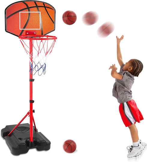 Kids Basketball Hoop for 1 2 3 4 5 6 Year Old, Stand Adjustable Height 3.5ft-5.5ft, Toddler Indoor Mini Basketball
