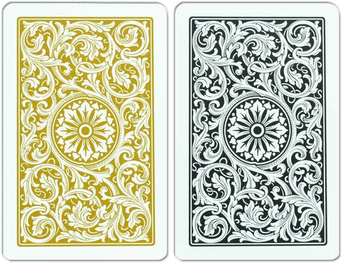 Copag 1546 Design Playing Cards - 100% Plastic, Bridge Size (Narrow) Black/Gold, Jumbo Index, 1 Set